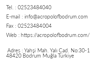 Acropol Of Bodrum Beach Hotel iletiim bilgileri