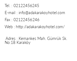Ada Karaky Hotel iletiim bilgileri