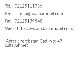 Adamar Hotel iletiim bilgileri