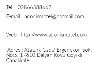Adonis Motel iletiim bilgileri