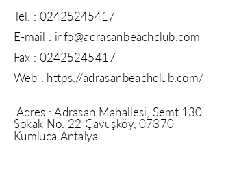 Adrasan Beach Club iletiim bilgileri