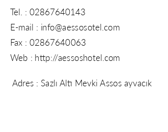 Aessos Hotel iletiim bilgileri