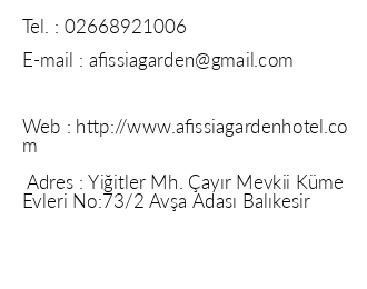 Afissia Garden Hotel iletiim bilgileri