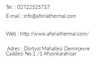 Aforia Thermal Residences iletiim bilgileri