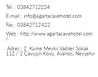 Agarta Cave Hotel iletiim bilgileri