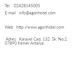Agon Hotel iletiim bilgileri