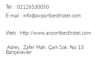 Airport Best Hotel iletiim bilgileri