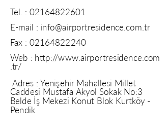 Airport Residence iletiim bilgileri
