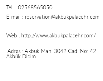 Akbk Palace Hotel iletiim bilgileri