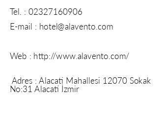 Ala Vento Hotel iletiim bilgileri
