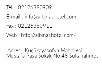 Albinas Hotel iletiim bilgileri