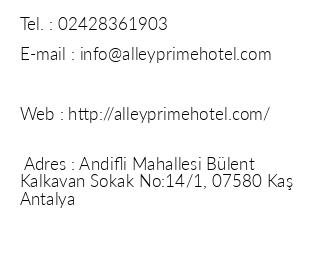 Alley Prime Hotel iletiim bilgileri