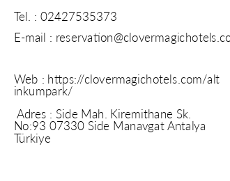 Clover Magic Altnkum Park Hotel iletiim bilgileri