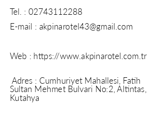 Altnta Akpnar Otel iletiim bilgileri