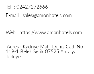 Amon Hotels Belek iletiim bilgileri