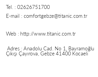Titanic Anadolu Gebze iletiim bilgileri