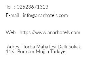 Anar Hotel iletiim bilgileri