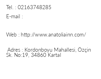 Anatolia nn Hotel iletiim bilgileri