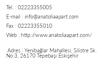 Anatolia Kz Apartlar iletiim bilgileri