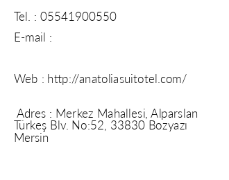 Anatolia Suit Otel iletiim bilgileri