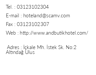 And Hotel Ankara iletiim bilgileri