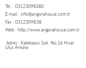 Angora House Hotel iletiim bilgileri