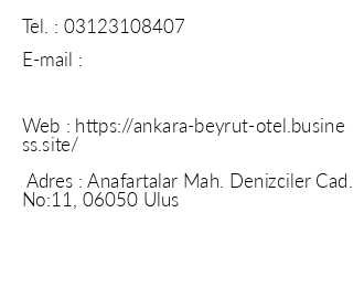 Ankara Beyrut Otel iletiim bilgileri