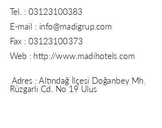 Madi Hotel Ankara iletiim bilgileri
