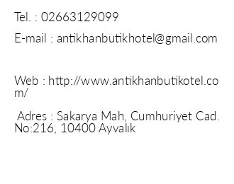 Antikhan Butik Otel iletiim bilgileri