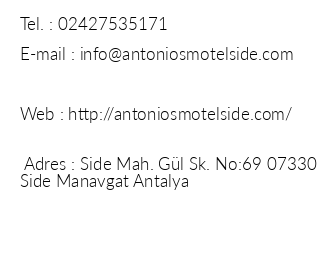 Antonios Motel iletiim bilgileri