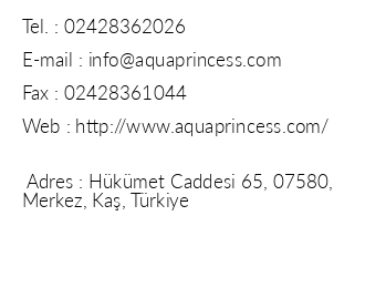 Aqua Princess Otel iletiim bilgileri