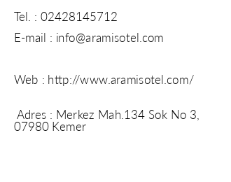 Aramis Otel iletiim bilgileri