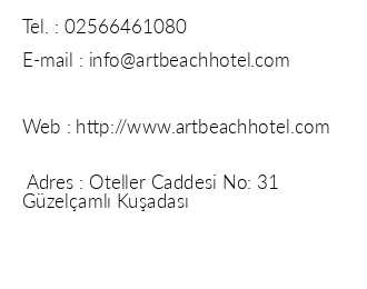 Art Beach Hotel iletiim bilgileri