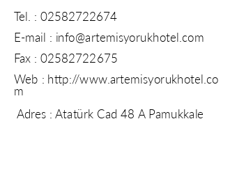 Artemis Yrk Hotel iletiim bilgileri
