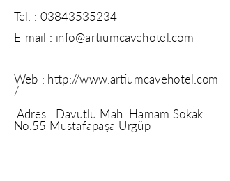 Artium Cave Hotel iletiim bilgileri