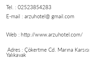 Arzu Apart Hotel iletiim bilgileri
