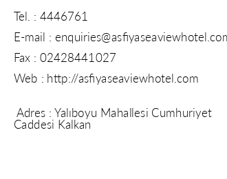 Asfiya Seaview Hotel iletiim bilgileri