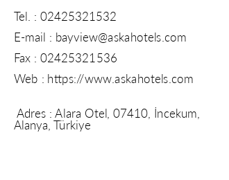 Aska Bayview Resort Hotel iletiim bilgileri