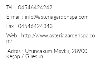 Asteria Garden Spa Hotel iletiim bilgileri