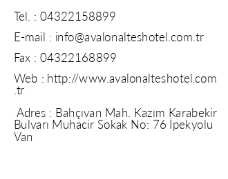 Avalon Altes Hotel iletiim bilgileri