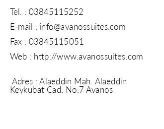Avanos Suites iletiim bilgileri