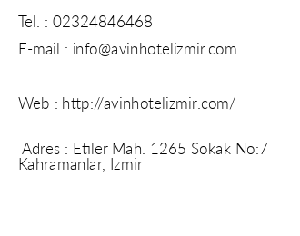 Avin Hotel iletiim bilgileri