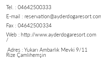 Ayder Doa Resort Otel iletiim bilgileri