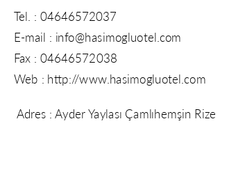 Ayder Haimolu Otel iletiim bilgileri