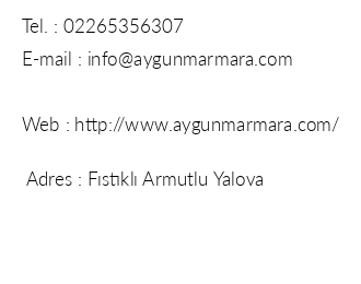 Aygn Marmara Otel iletiim bilgileri