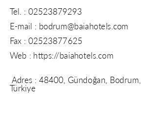 Baia Bodrum Hotel iletiim bilgileri