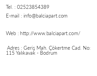 Balc Apart & Hotel Yalkavak iletiim bilgileri