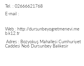 Balkesir Dursunbey retmenevi iletiim bilgileri