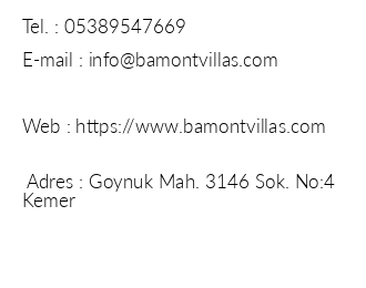 Bamont Villas iletiim bilgileri