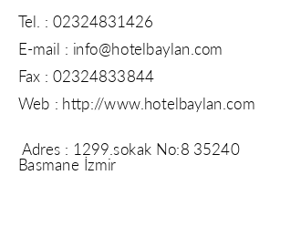 Baylan Hotel Basmane iletiim bilgileri